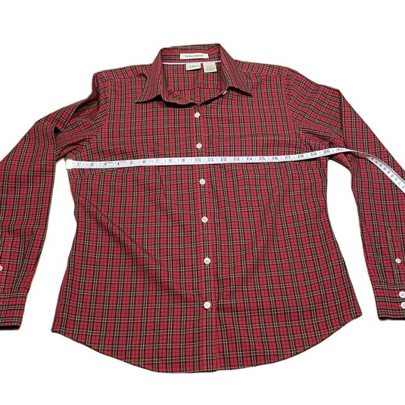 L.L. BEAN Red Plaid Button Up Shirt Long Sleeve 100% Cotton Wrinkle Free Men's S - Picture 7 of 11